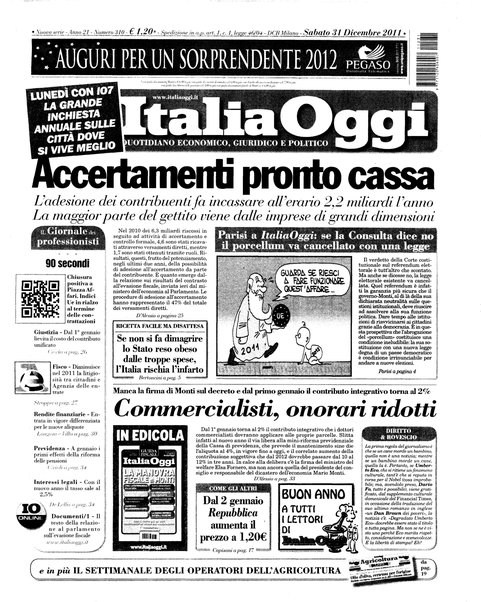 Italia oggi : quotidiano di economia finanza e politica